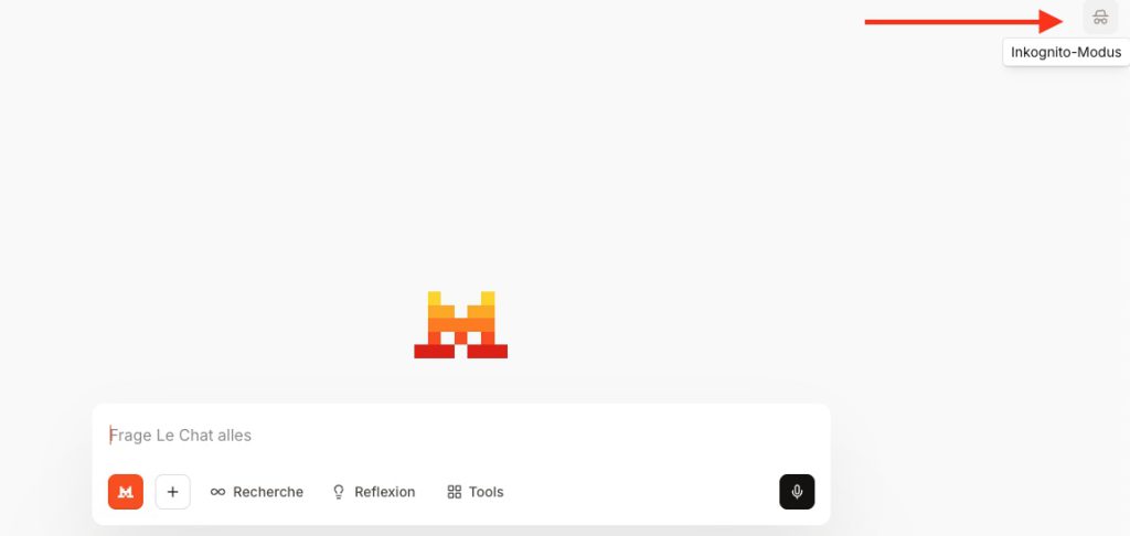 Inkognito-Modus bei Le Chat von Mistral.