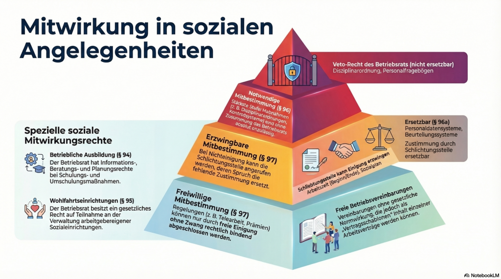 Infografik zur Mitwirkung in sozialen Angelegenheiten - Darstellung als Pyramide.